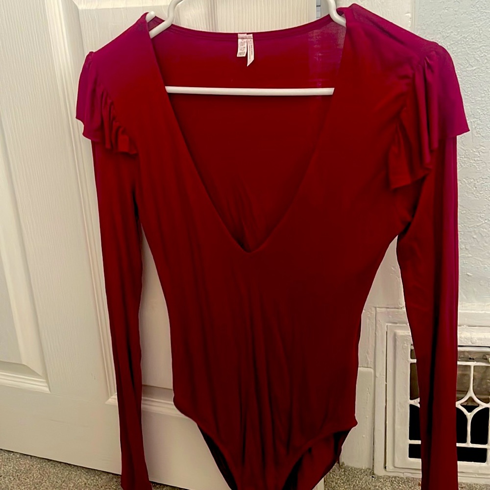 Red long sleeved bodysuit